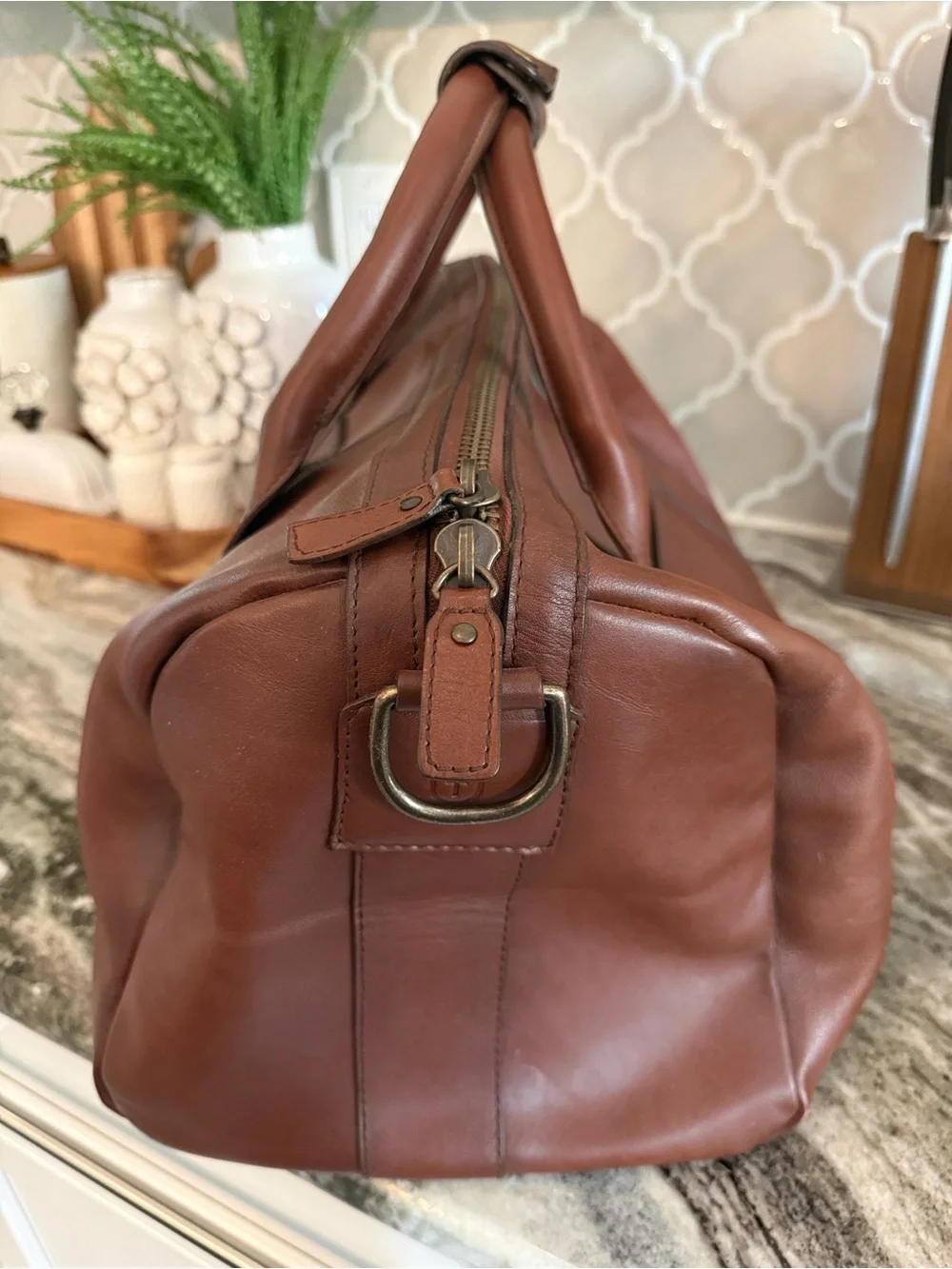 💥 RETIRED Tecovas Brown Genuine Leather Weekender Bag